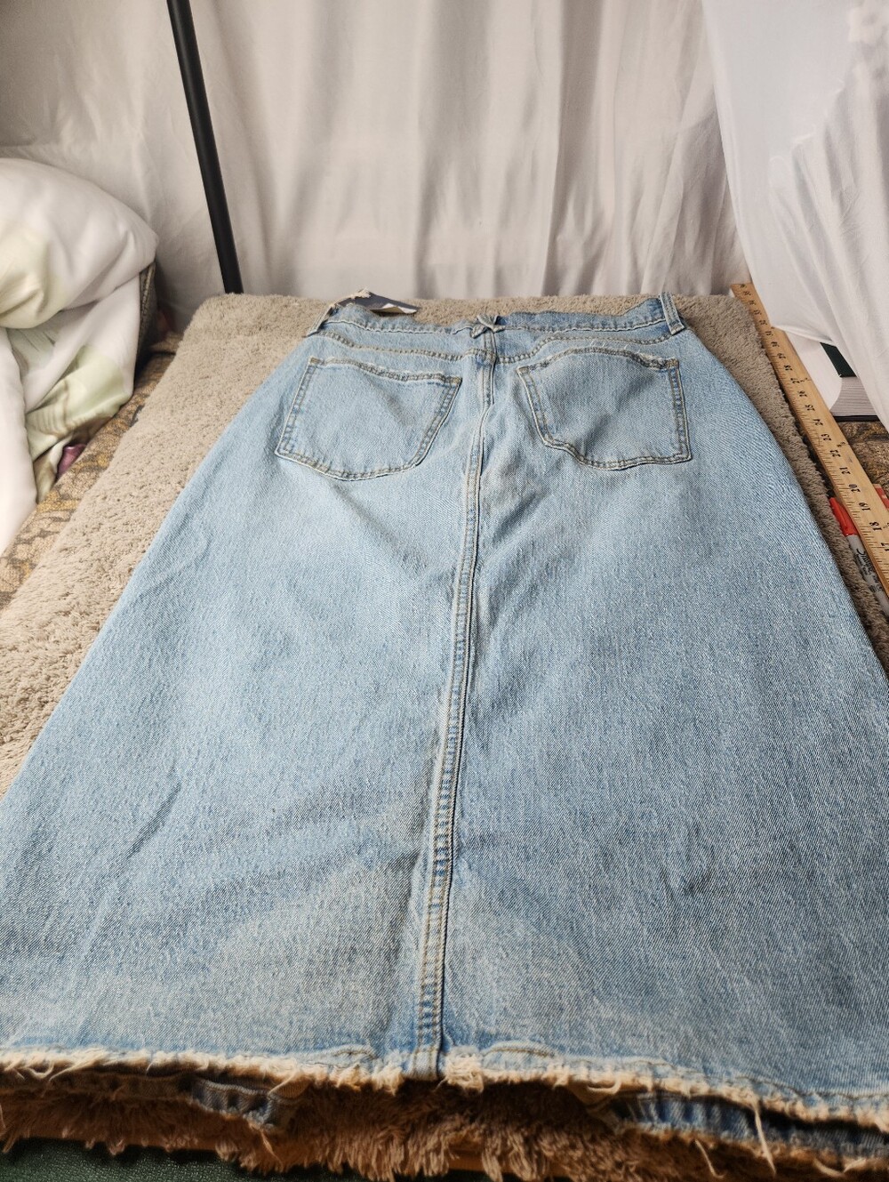 Women's High-Rise Denim Midi Skirt - Universal Thread Light Wash 10 - Picture 9 of 12